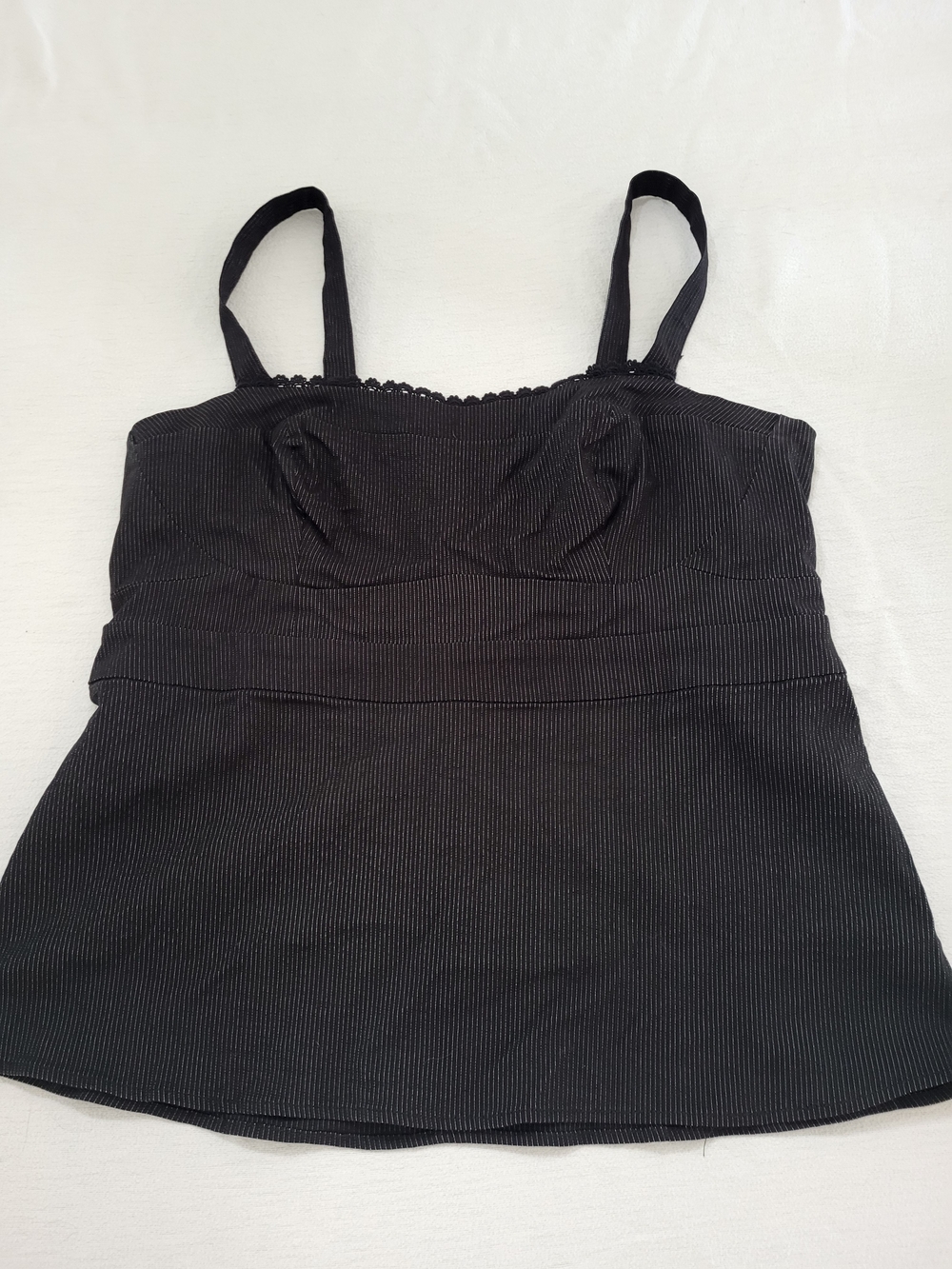 Torrid 1x Black Pin Striped Women's  Tank Top Stretchy